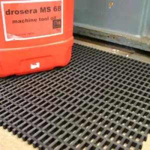 Image of Cobamat Heavy-Duty PVC Industrial Walkway Matting Roll - 12mm thick - 22mm x 10mm holes - 10m x 600mm