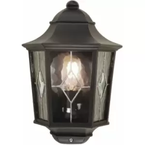 Image of Weatherproof IP43 1 Bulb Half Lantern Wall Light Black LED E27 100W