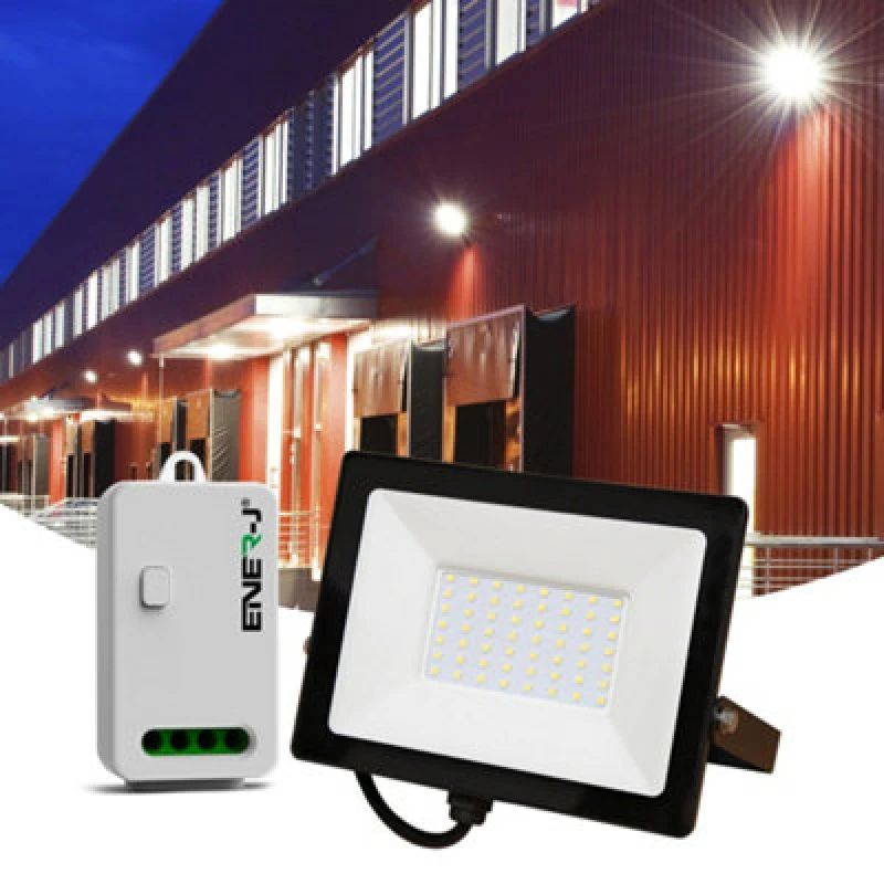 Image of Ener-J 50W LED Floodlight Pre Wired With Eco Series 500W Non Dimmable Rf WiFi Receiver App Control Remotely Or Voice C