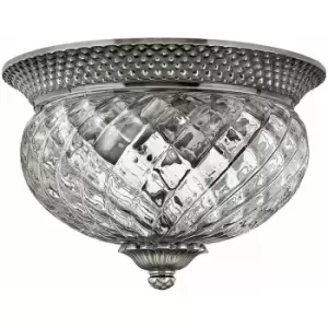 Image of Loops - 2 Bulb Flush Light Low Ceiling Polished Antique Nickel LED E27 60W Bulb