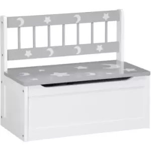 image of 2 In 1 Wooden Kids Storage Bench, Toy Box w/ Safety Rod - Grey - Grey - Zonekiz