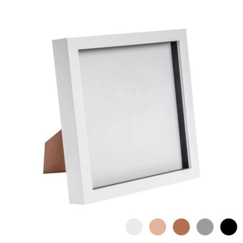 Image of Nicola Spring 8 X 8" Photo Frame - White - 3D Photo Frame Picture Frame Box Portrait Display Case (22.5 X 22.5Cm)