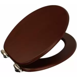 image of Wood Effect 'Norfolk' Soft Close Toilet Seat, Mahogany - Mahogany