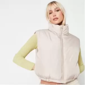 Missguided Crop Puffer Gilet - Beige