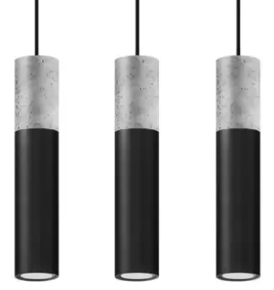 image of Borgio Triple Hanging Pendant Light Grey, Black GU10