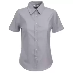 Image of Fruit Of The Loom Ladies Lady-Fit Short Sleeve Oxford Shirt (S) (Oxford Grey)