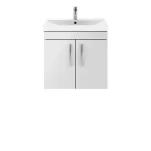 Nuie Athena 600 Wall Hung 2-door Vanity & Thin-edge Basin - Gloss Grey Mist