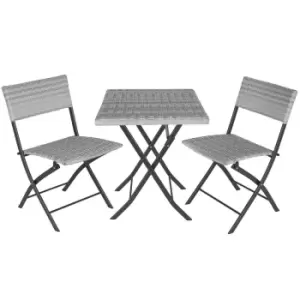 image of Tectake Trevi Rattan Folding Bistro Set - Light Grey