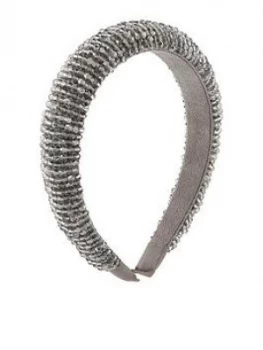 image of Accessorize Glistening Beaded Alice Band - Grey