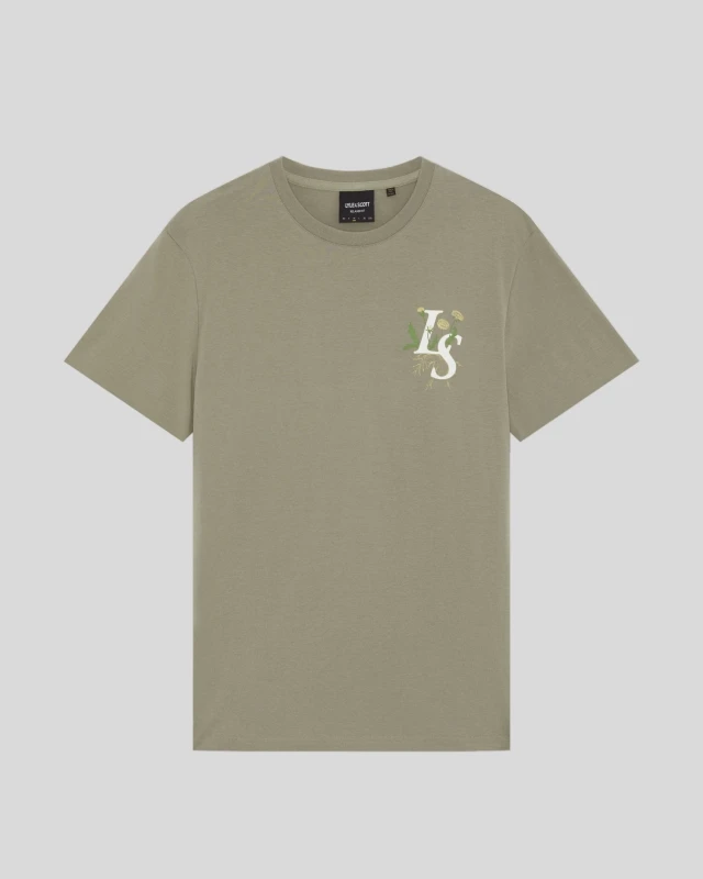 Image of Lyle & Scott Mens Botanical Graphic T-Shirt in Brown