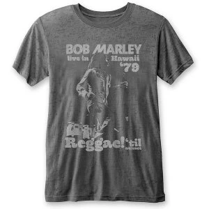 image of Bob Marley - Hawaii Unisex Large T-Shirt - Grey