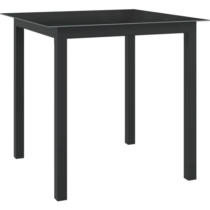 Image of VIDAXL Garden Table Black 80x80x74cm Aluminium and Glass Vidaxl 8720286108475