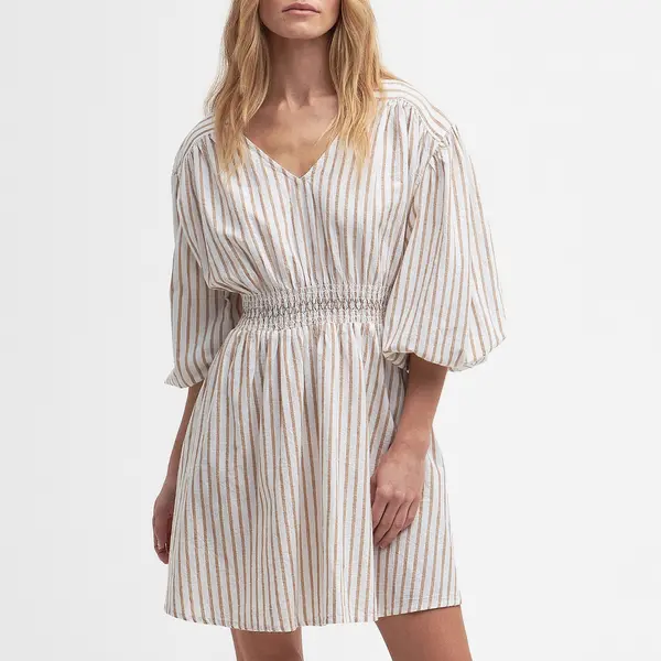Image of Barbour Ella Striped Cotton-Blend Dress - UK 8 Multi Dresses female LDR0805WH11 UK 8
