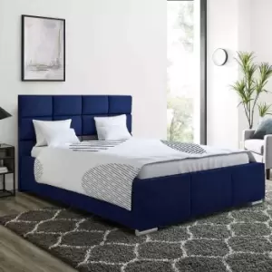 image of Gerali Bed Small Double Plush Velvet Blue