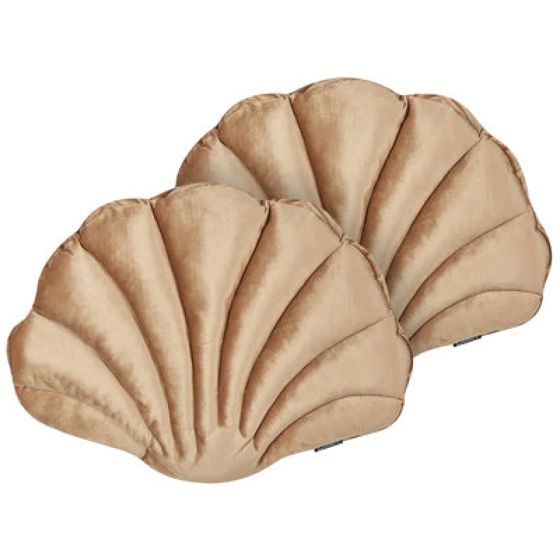 Image of Beliani Set Of 2 Decorative Cushions Consolida Velvet 47 X 35cm Sand Beige Solid