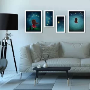 Image of 4P3040BCT012 Multicolor Decorative Framed MDF Painting (4 Pieces)