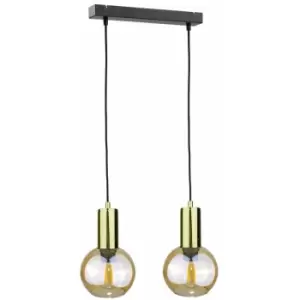 Image of Keter Jantar Bar Pendant Ceiling Light Gold, 50cm, 2x E27