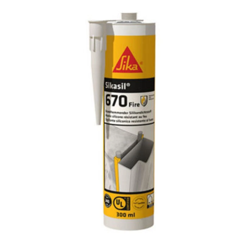 Image of Sika Sikasil-670 Fire Rated Silicone Sealant Black, 380Ml - High Elasticity & Weather Resistance - For Interior & Exterior Joints