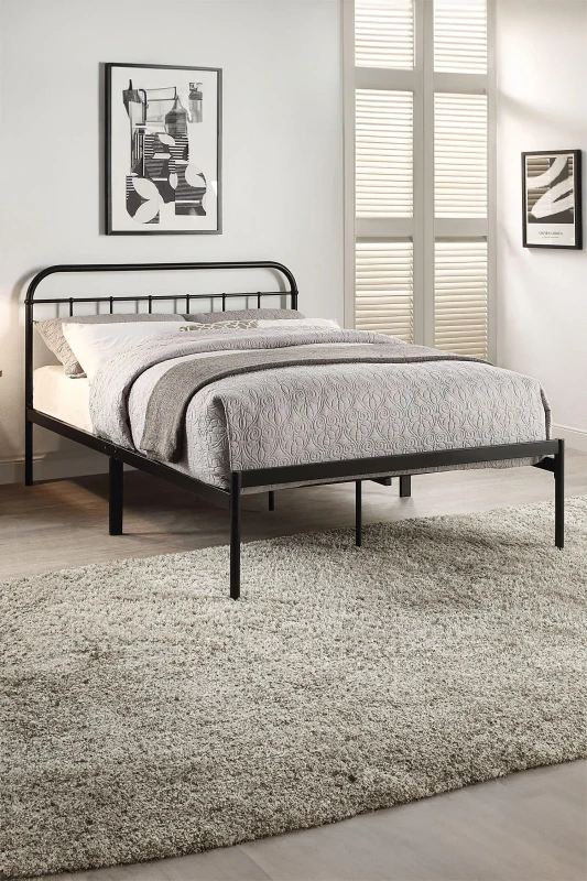 Image of SlumberWorx Aldbury Modern Traditional Style Black Single Metal Bed Frame