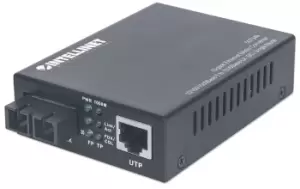 Gigabit Ethernet Single Mode Media Converter - 10/100/1000Base-T to 1000Base-Lx (SC) Single-Mode - 20km (Euro 2-pin plug) - 1000 Mbps - 1000Base-T -