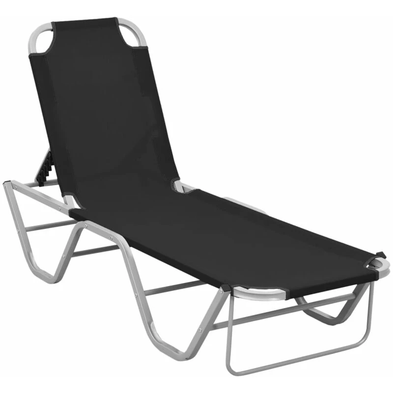 Image of VIDAXL Sun Lounger Aluminium and Textilene Black Vidaxl 8720286086780