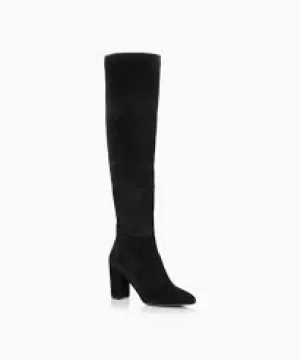 Image of Dune Red Suede 'Selsie' Mid Block Heel Over The Knee Boots - 3