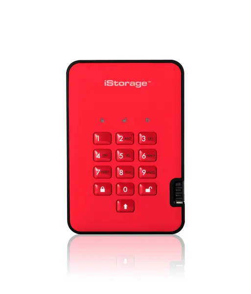 Image of iStorage iStorage diskAshur2 256-bit 1TB USB 3.1 secure encrypted solid-state drive - Red IS-DA2-256-SSD-1000-R IS-DA2-256-SSD-1000-R