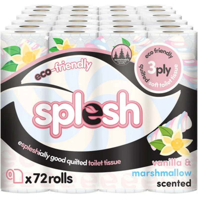 Image of Splesh Quilted Toilet Roll Vanilla & Marshmallow, 72Rolls