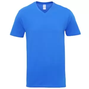 image of Gildan Mens Premium Cotton V Neck Short Sleeve T-Shirt (S) (Royal)