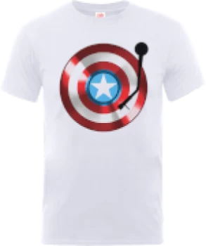 image of Marvel Avengers Assemble Captain America Record Shield T-Shirt - White - L