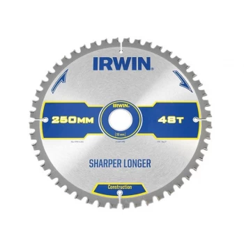 Image of IRWIN Construction Mitre Circular Saw Blade 250 x 30mm x 48T ATB/Neg