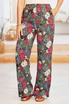 Image of Florence Printed Wide Leg Trousers 27" (68.5cm) inside leg