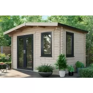 Image of Power Sheds 8 x 12ft Left Hand Door Apex Chalet Log Cabin