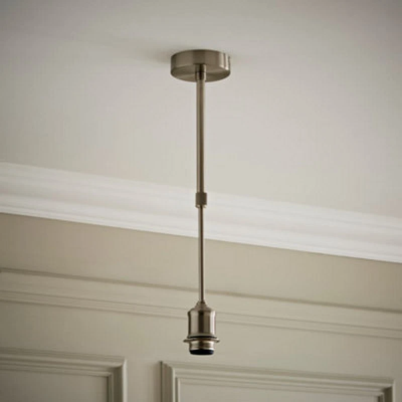 Image of Valuelights Shaw Brushed Chrome Adjustable Drop Ceiling Pendant Light Fitting