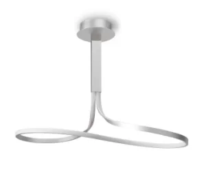 Image of Nur Semi Flush Ceiling Tall 40W LED 3000K, 3200lm, Dimmable Silver, Frosted Acrylic, Polished Chrome