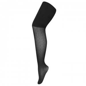 image of Pretty Polly Lurex Pinspot Tights - BLACK/SILVER