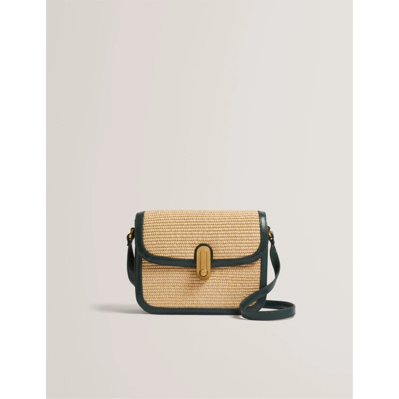 Image of Ted Baker Womens Raffia Cross Body Bag Mid-Green female One Size