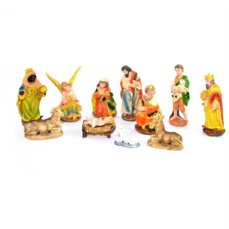 Image of Shatchi LARGE Handmade Nativity Scene Birth Jesus Christ Wooden Stable Figurine House Sculpture Christmas Decoration Xmas Decor Multi