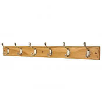 image of Robert Dyas Headbourne 6-Hook Heavy Duty Coat Hooks - Chrome