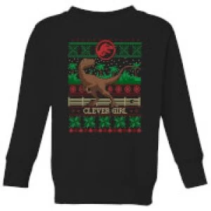 image of Jurassic Park Clever Girl Kids Christmas Sweatshirt - Black - 11-12 Years