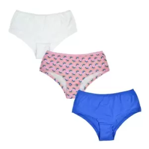 image of Tom Franks Girls Brief Shorts (Pack Of 3) (10-11 Years) (White/Navy/Pink)