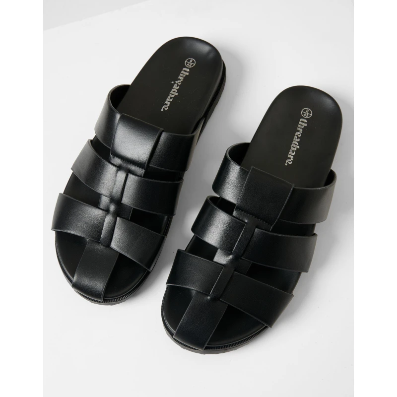 Image of Threadbare Mens Abel Flat Sandals Black male 12 (47)