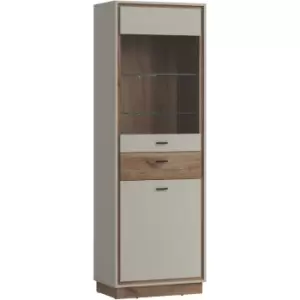 image of Rivero 2 Door 1 Drawer Display Cabinet in Grey and Oak