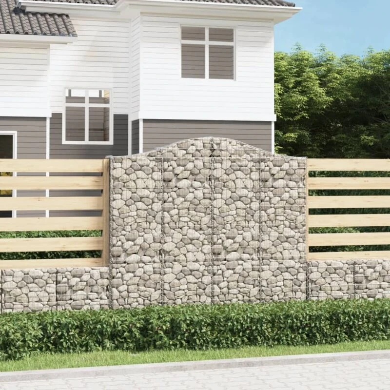Image of vidaXL Arched Gabion Baskets 2 pcs 200x30x180/200cm Galvanised Iron, Silver 3145514