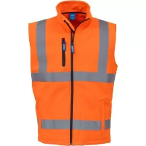Image of Yoko Mens Hi Vis Softshell Bodywarmer / Workwear (Pack of 2) (XL) (Hi Vis Orange) - Hi Vis Orange