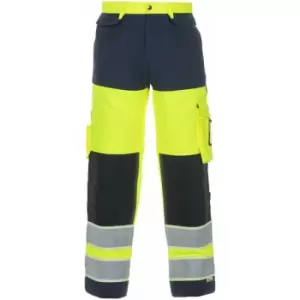 Image of Idstein hi vis gid two tone trouser yellow/navy 42 - Saturn Yellow / Navy - Saturn Yellow / Navy - Hydrowear