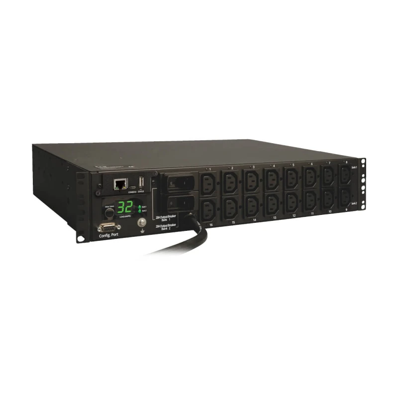 Image of Eaton Tripp Lite PDUMH32HVNET 7.4kW Single-Phase Switched PDU, LX Interface, 230V Outlets (16-C13), IEC-309 Blue 230V 32A, 3.6m Cord, 2U Rack-Mount, T