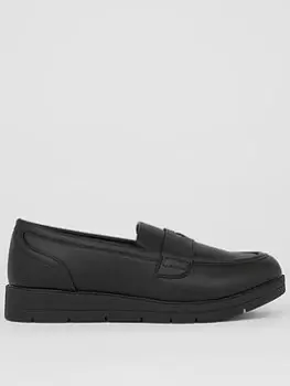 Image of Dorothy Perkins Slip On Wedge Loafers - Black, Size 5, Women