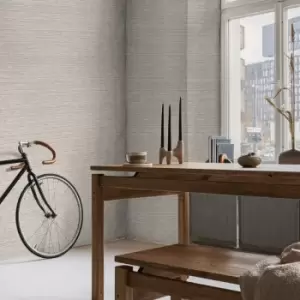 Image of Boutique - Chunky Weave Textured Plain Natural Wallpaper - White