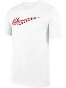 image of Nike Plus Size Short Sleeve Swoosh T-Shirt - White/Red, Size 4XL, Men